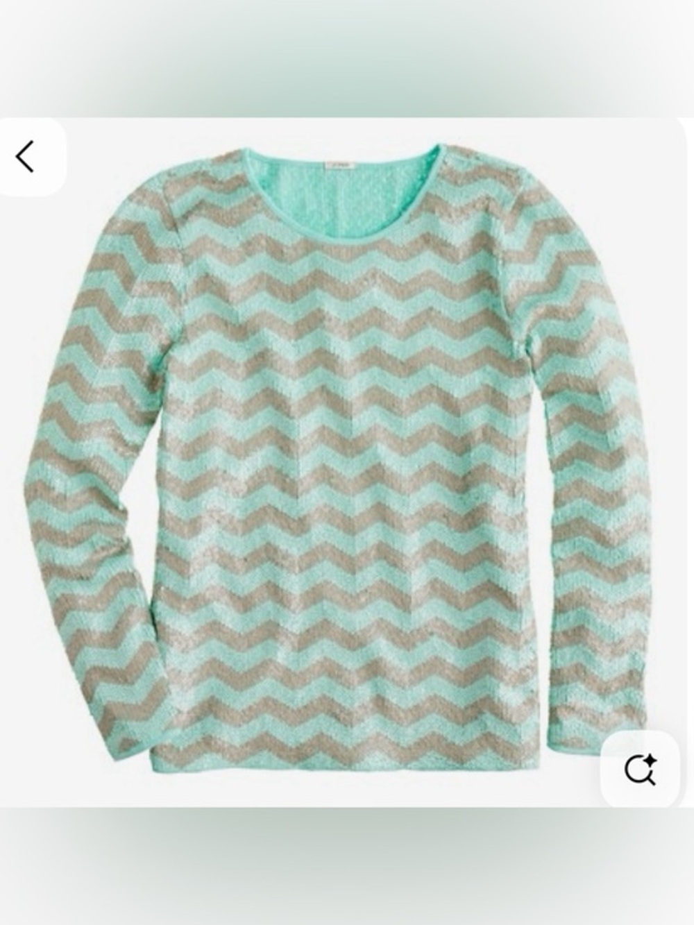 J. Crew Sequin Embellished zig zag chevron blouse mint size medium $138!